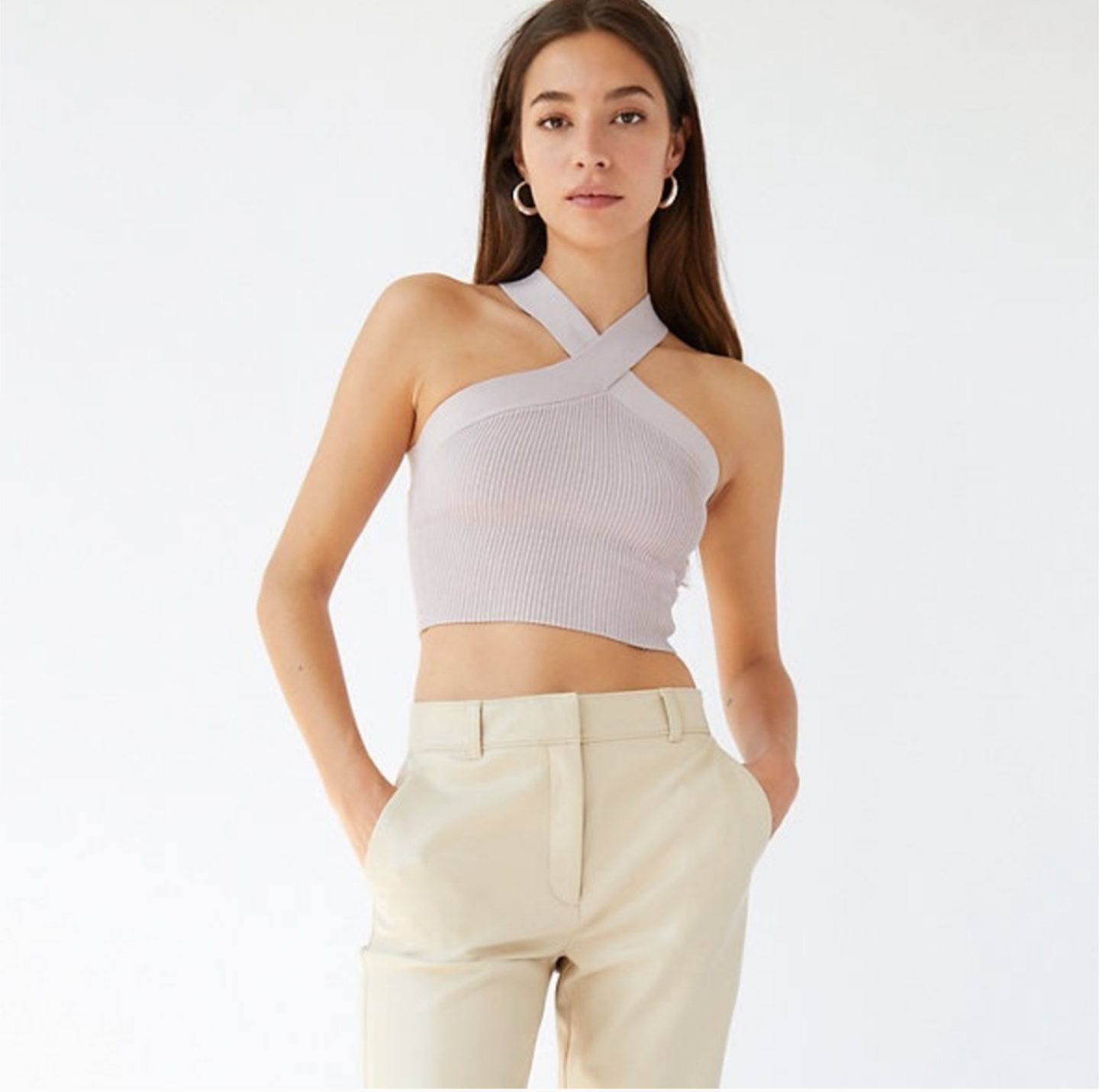 Babaton Sculpt Knit Criss Cross Cropped Tank sz XS