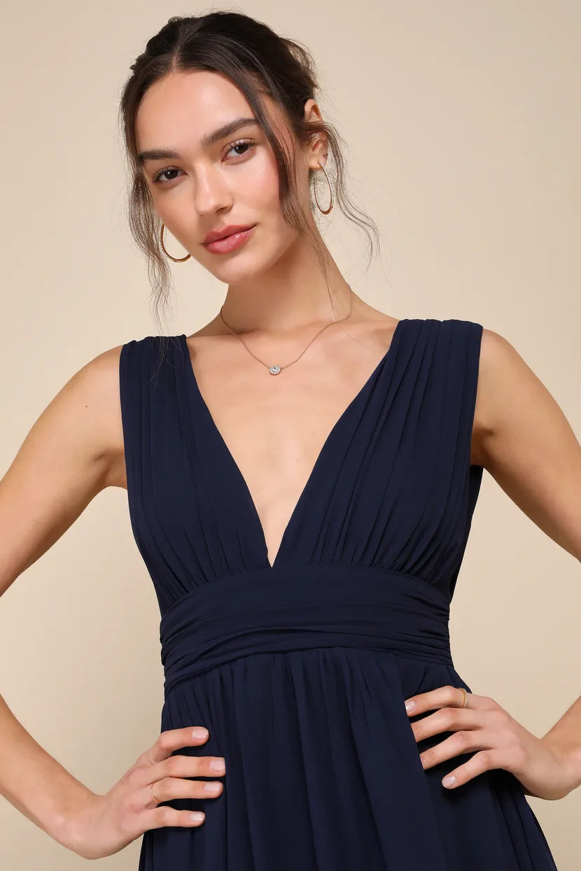 Lulu's Heavenly Hues Navy Blue Maxi Dress sz M