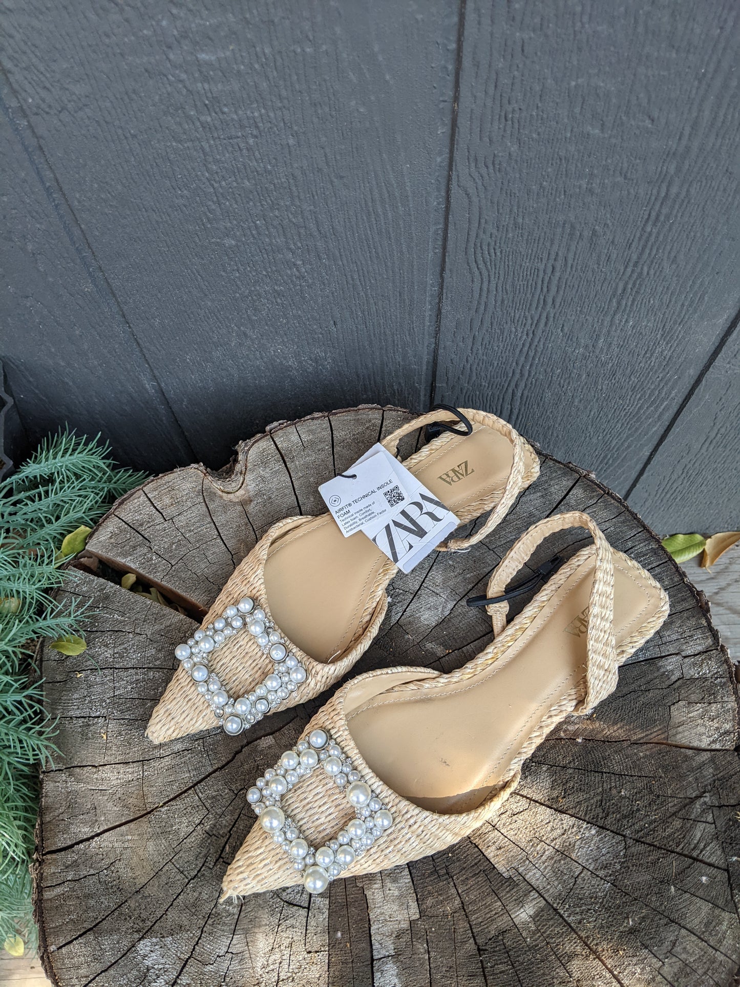 NWT! Zara pearl mule flats sz 6.5