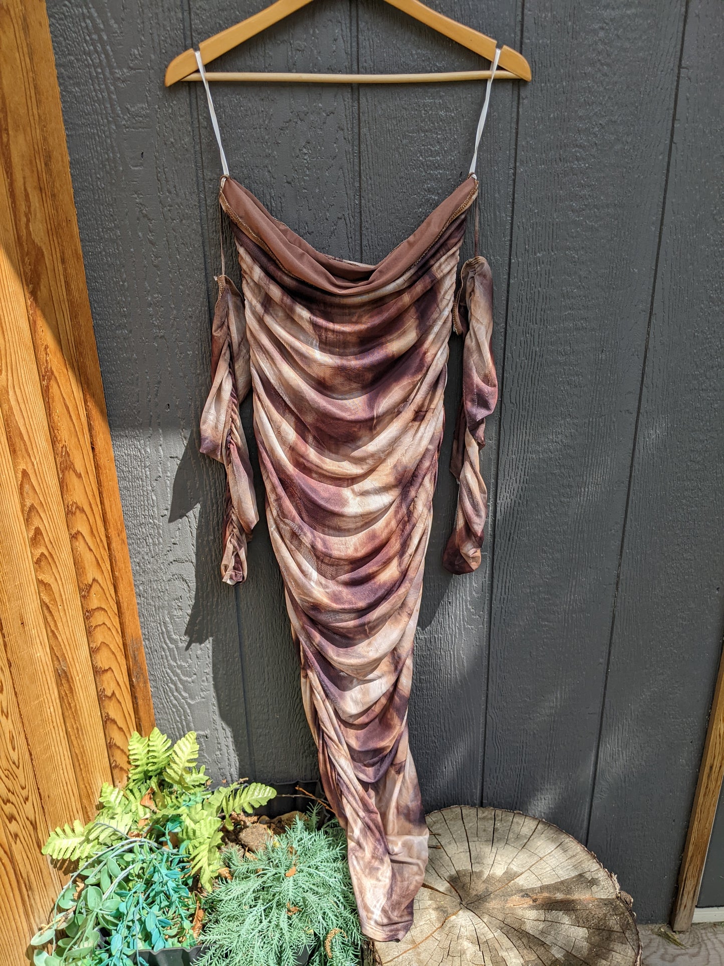 SHEIN BAE Pleated Off Shoulder Dress sz Lrg