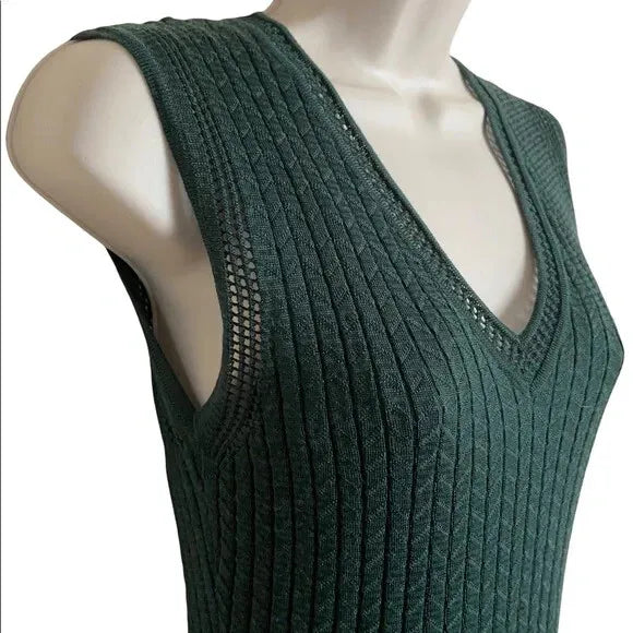 Missoni dark green pointelle knit dress sz 40