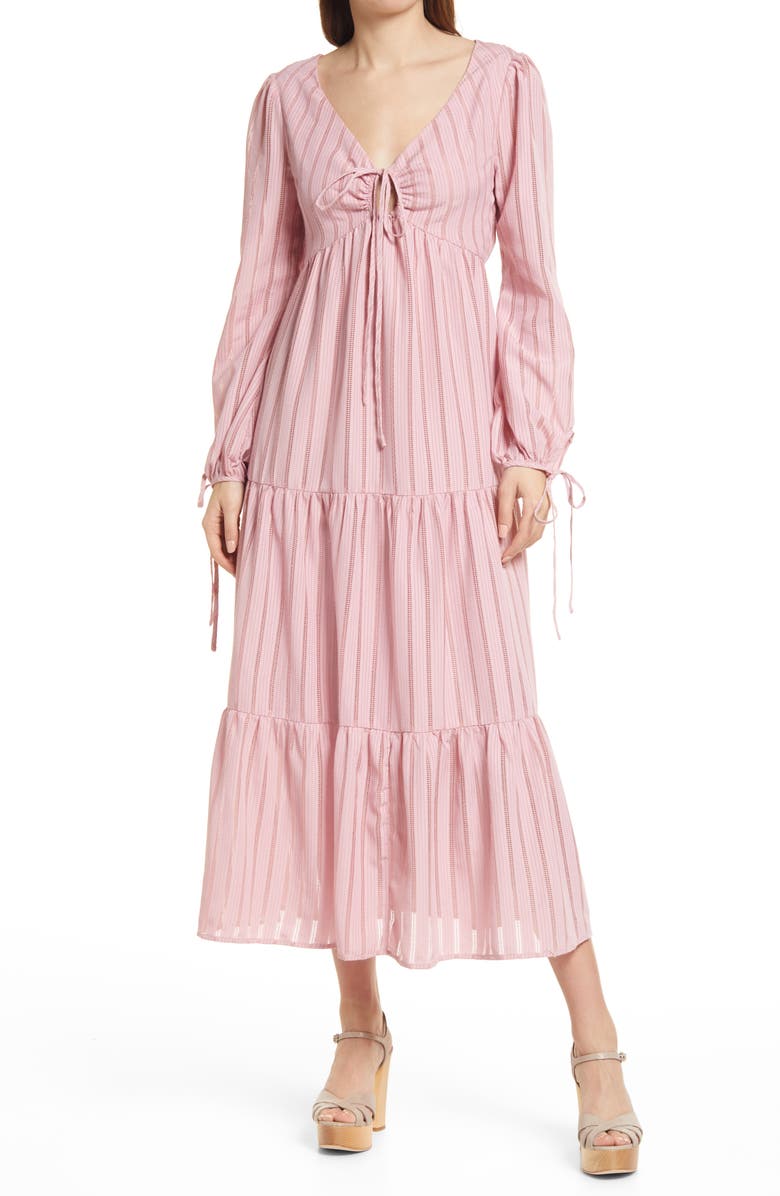 NWT!! CHARLES HENRY Tiered Long Sleeve Midi Dress sz XS.