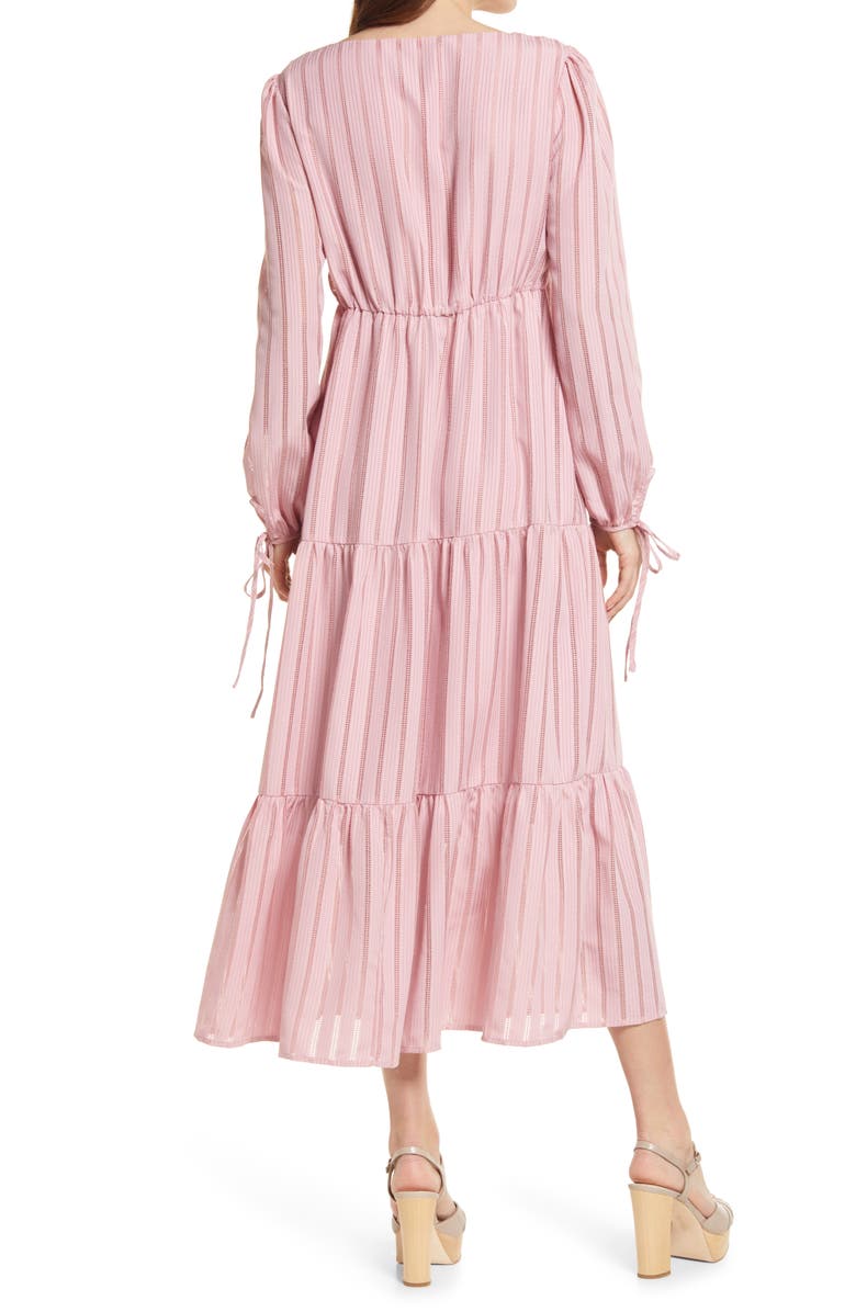 NWT!! CHARLES HENRY Tiered Long Sleeve Midi Dress sz XS.