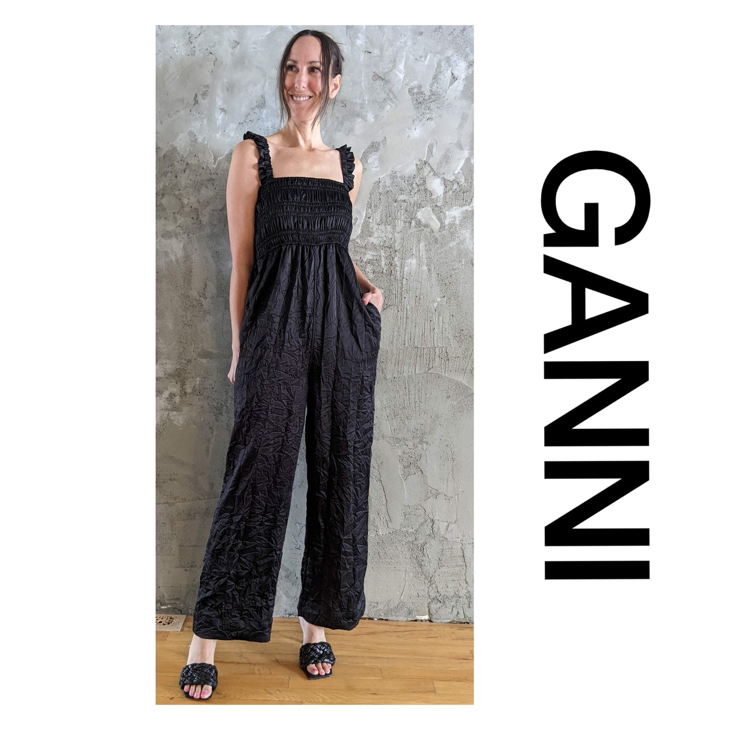 NWT! Ganni crinkle jumpsuit sz 36 (US 4)