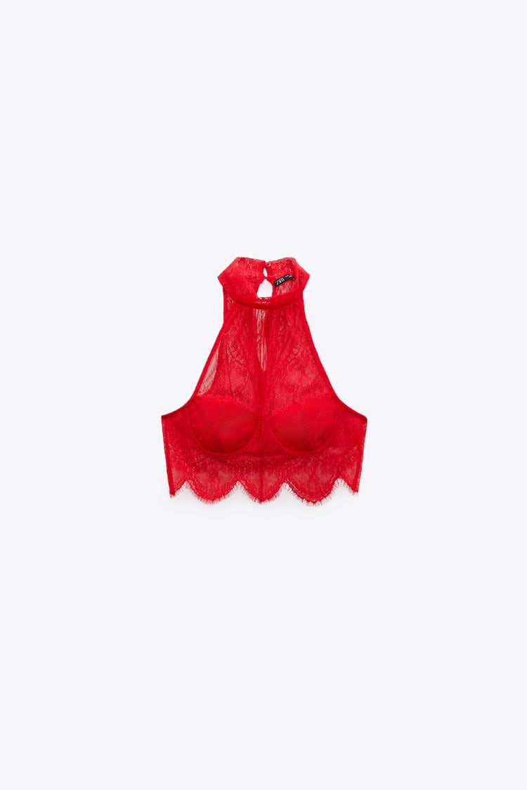 NWOT! Zara red lace top sz M