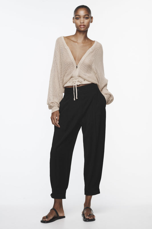 Zara "Cuffed Ankle Barrel Pant" sz M