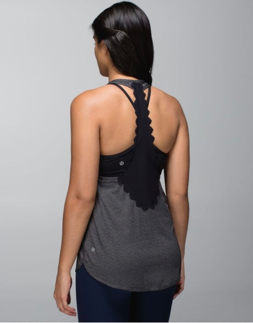 Lululemon 105 F Singlet Heathered Black Laser Cut sz 6