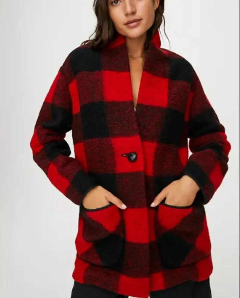 Wilfred Free Off-Duty Jacket Plaid Wool Blend Cocoon Jacket sz XS