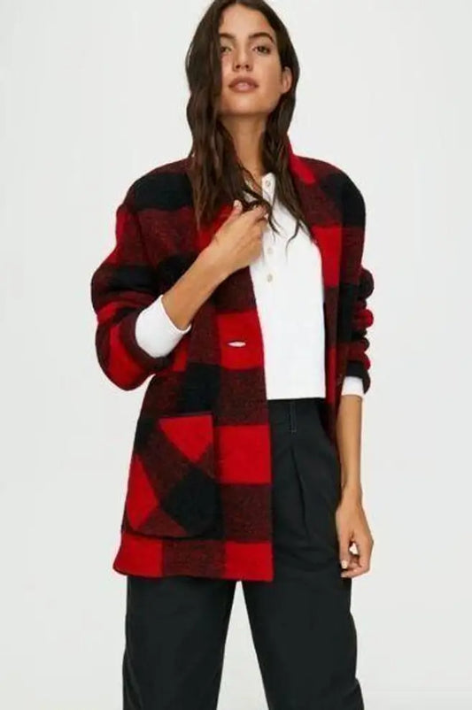 Wilfred Free Off-Duty Jacket Plaid Wool Blend Cocoon Jacket sz XS