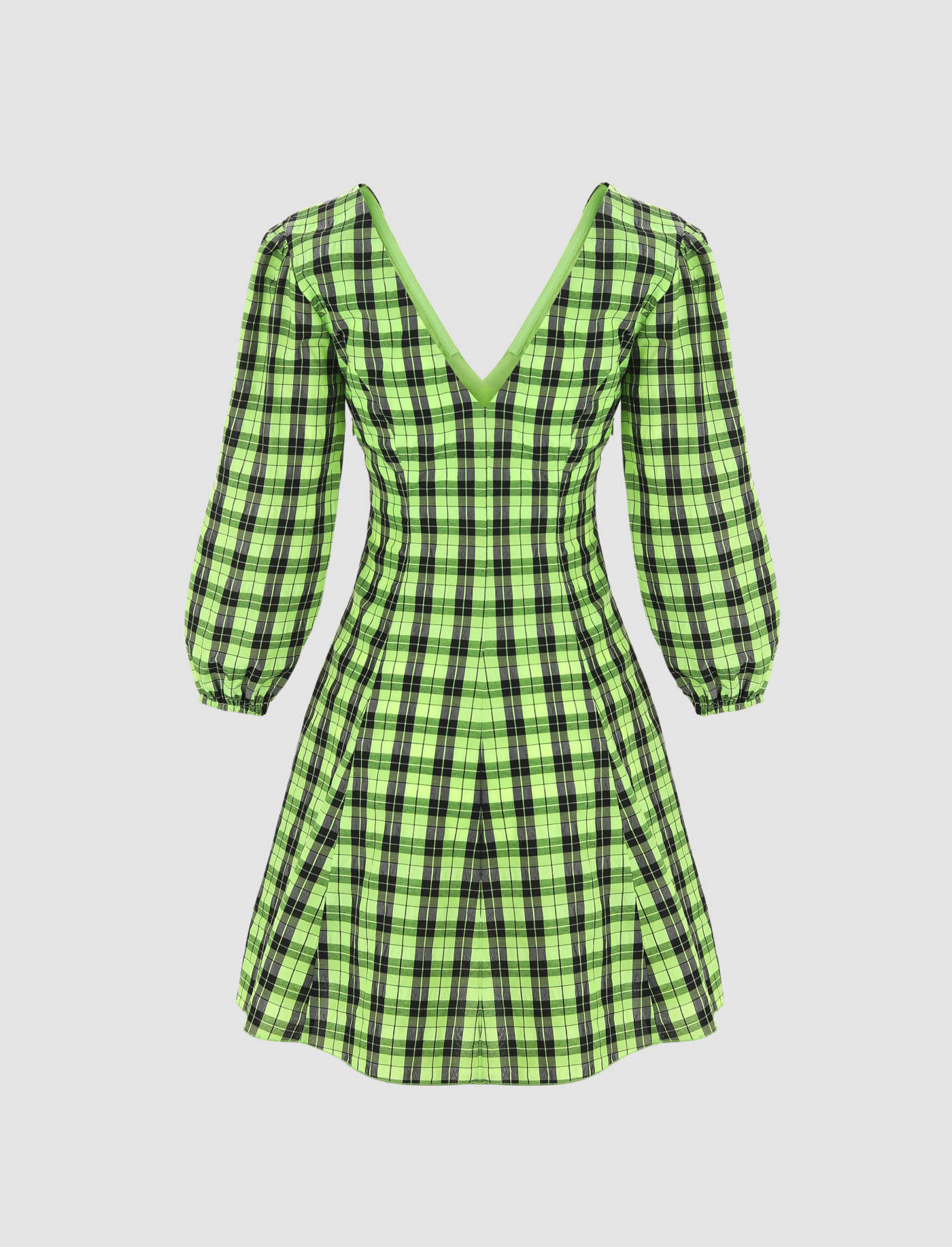 Cider Neon Green Plaid Dress sz S.