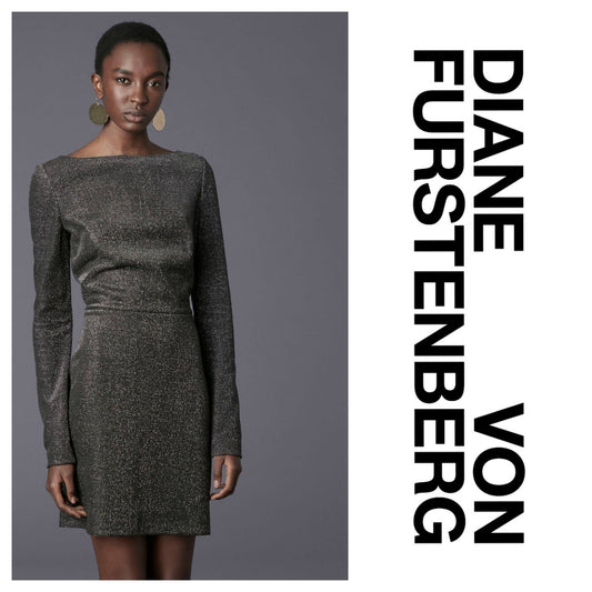 Diane Von Furstenberg metallic mini dress sz 4