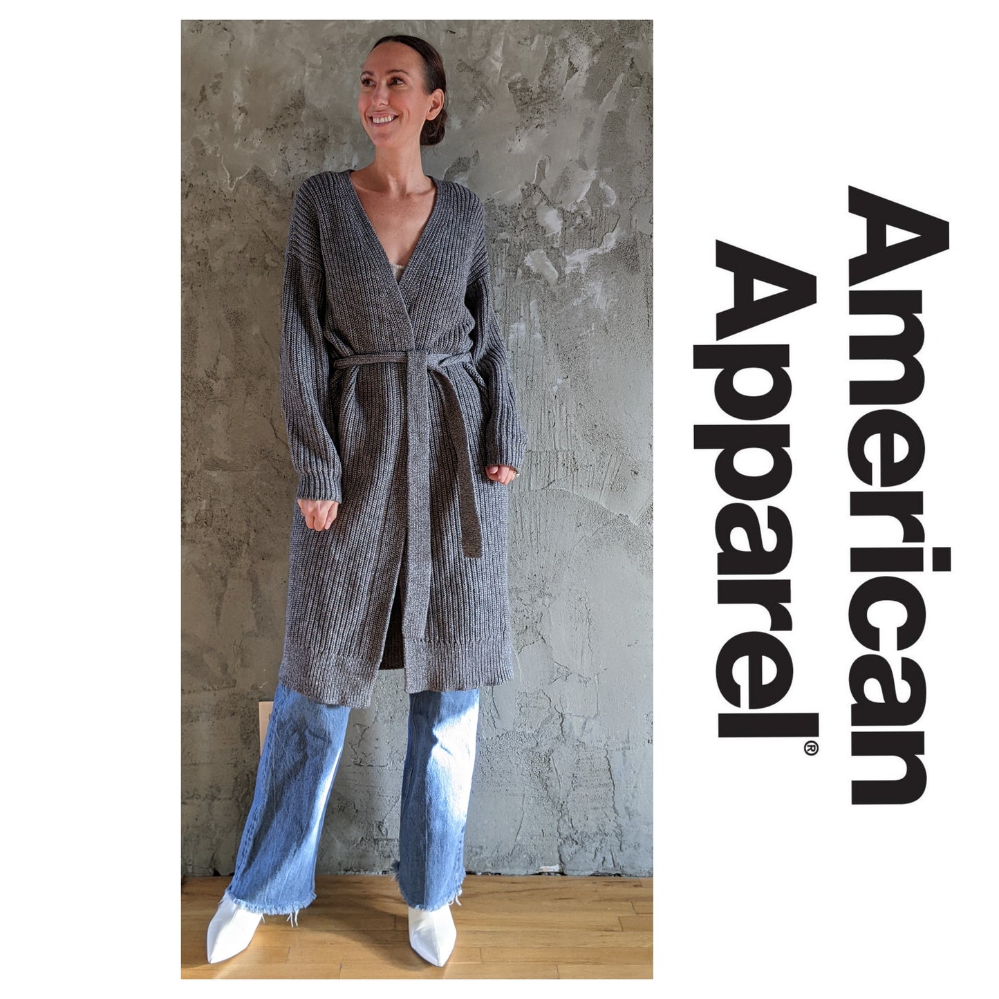 American Apparel heavy grey sweater jacket/cardigan sz XS/S.