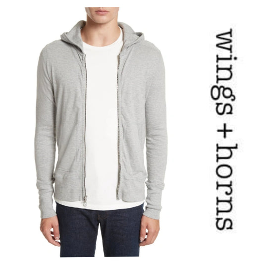 Wings + Horns zip up hooded sweatshirt sz M