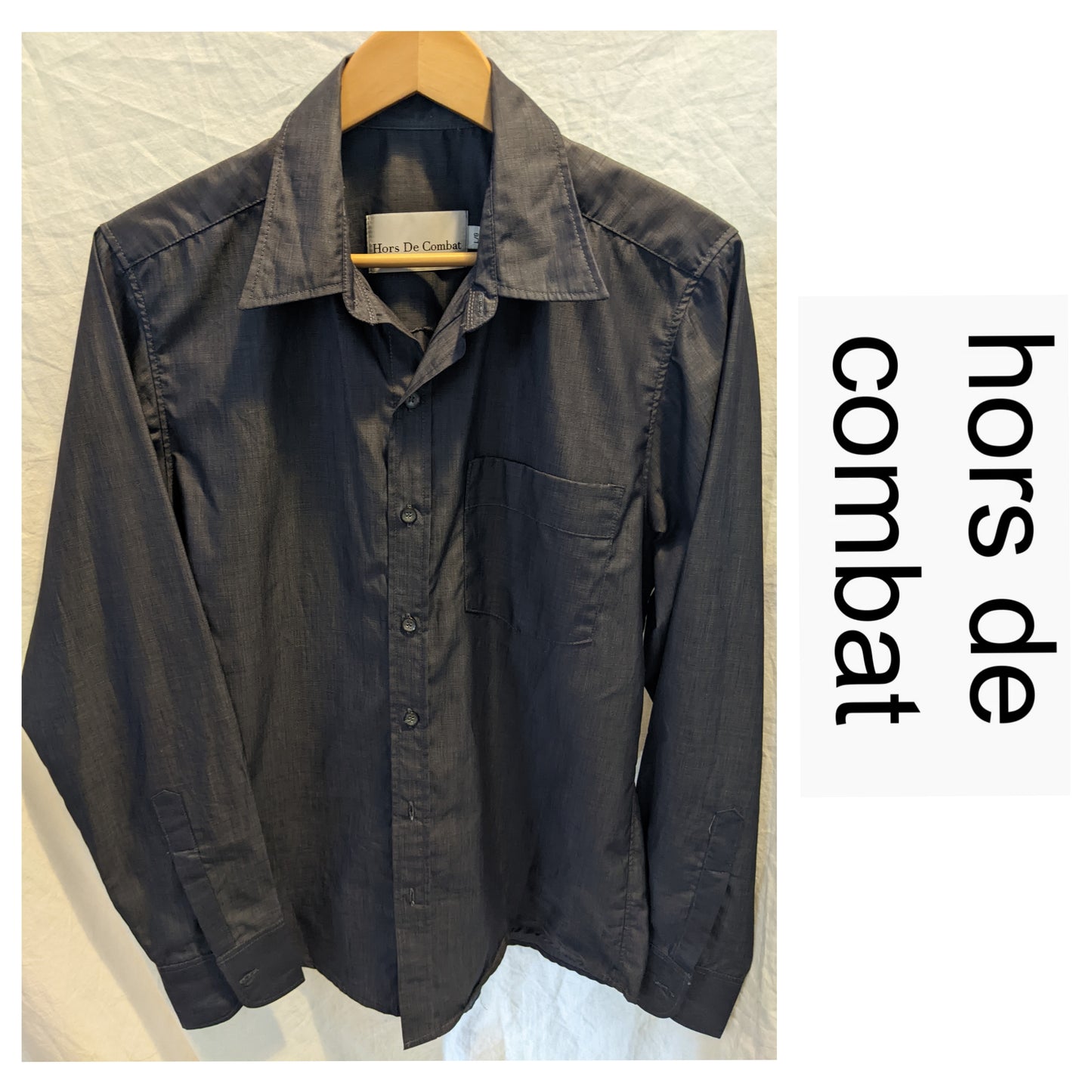 Hors de Combat chambray 100% cotton button up sz Lrg.