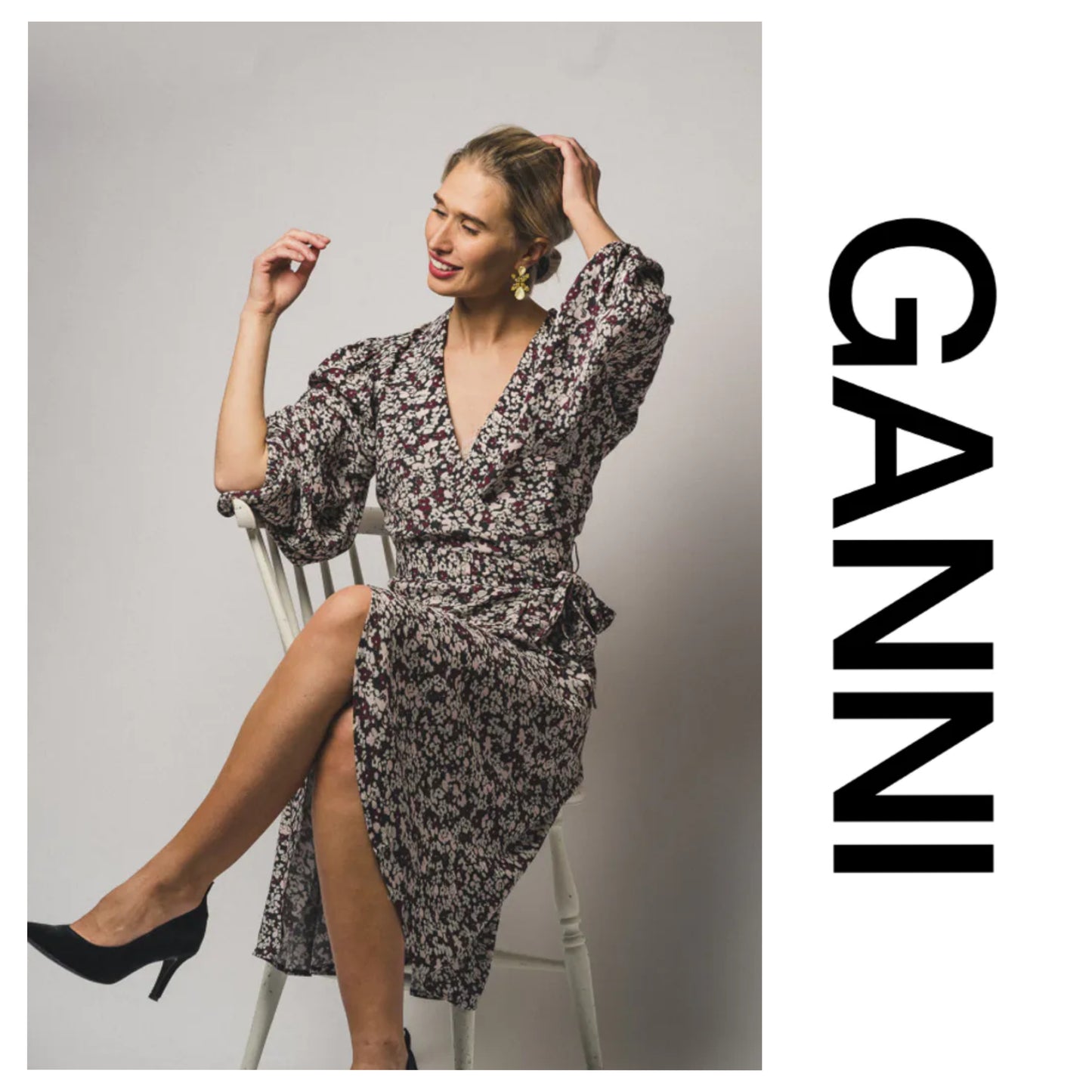 Ganni Floral crepe wrap dress sz 36 (sz 4/6)