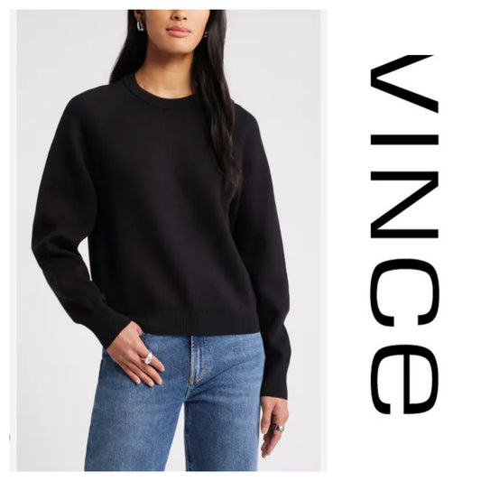 VINCE 100% cotton black oversized crewneck sweater sz M. (Fits M-XL)