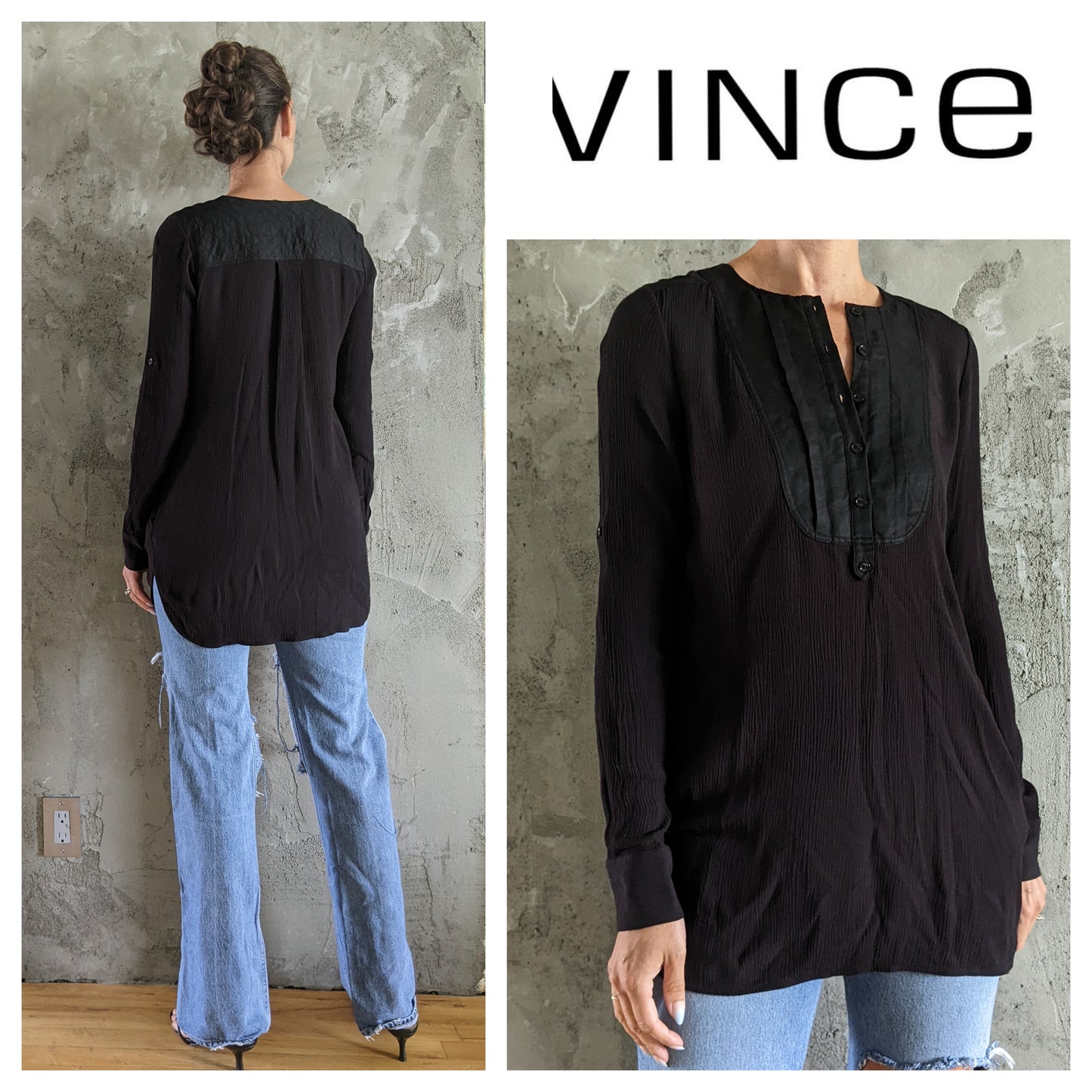 VINCE linen blend tunic sz xs