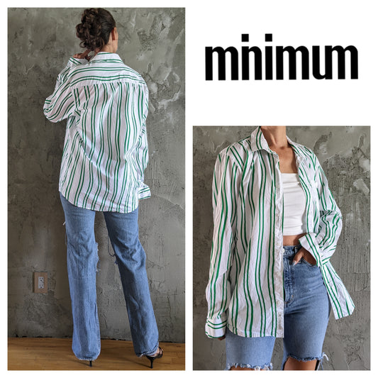 Minimum green stripe button up sz Lrg