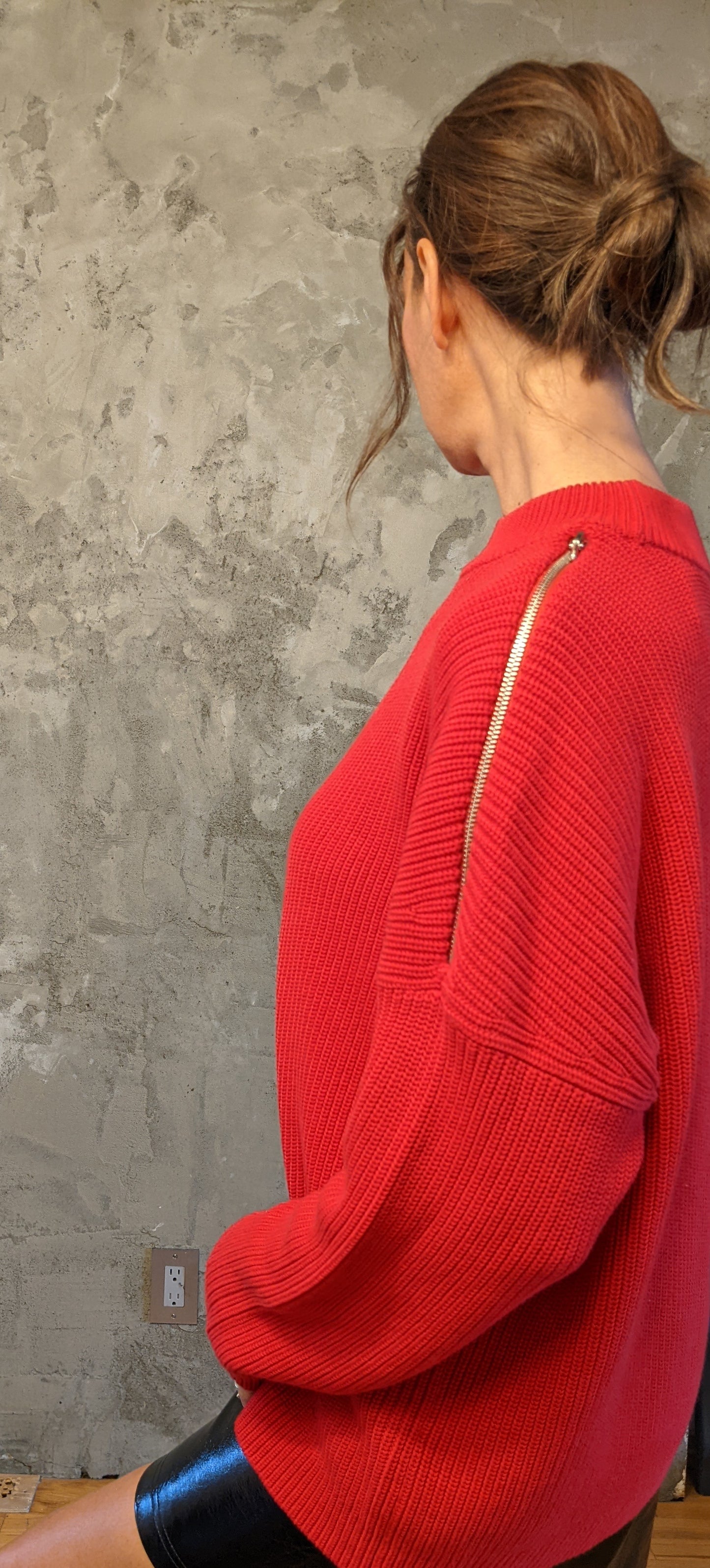 Hugo Boss Rib Knit Sweater with Zipper Detail sz XL