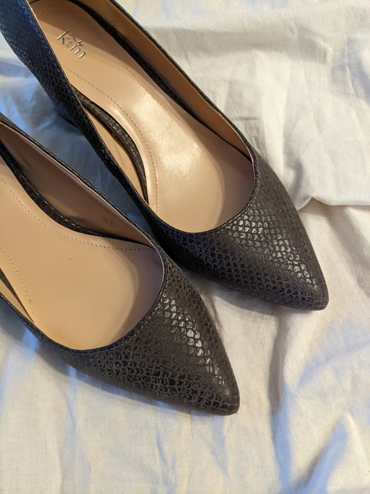 KandM leather pumps with mirrored heel sz 8 (fit big)