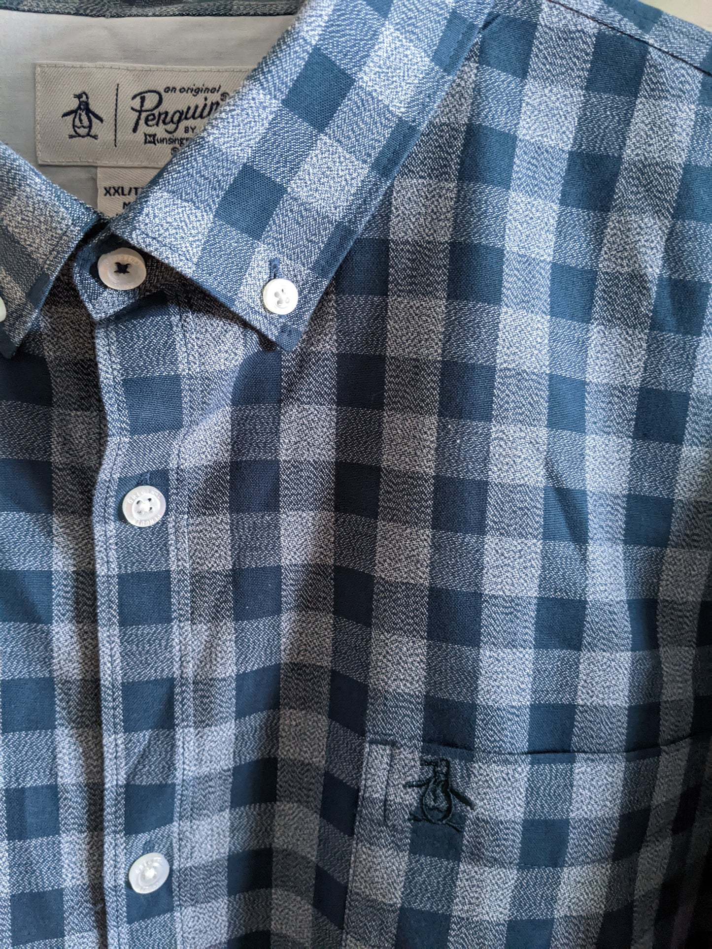 Penguin blue gingham button up sz XXL