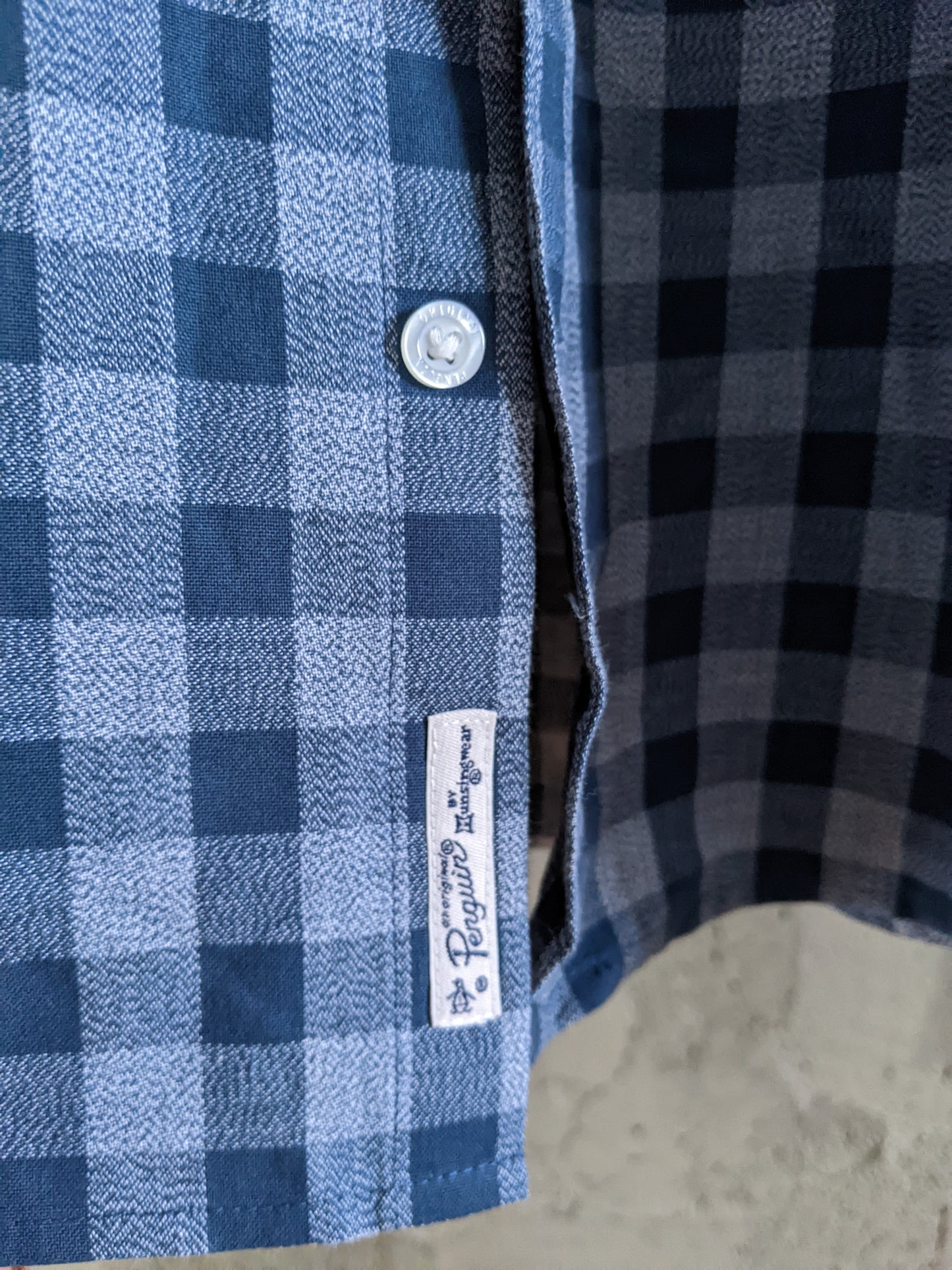 Penguin blue gingham button up sz XXL