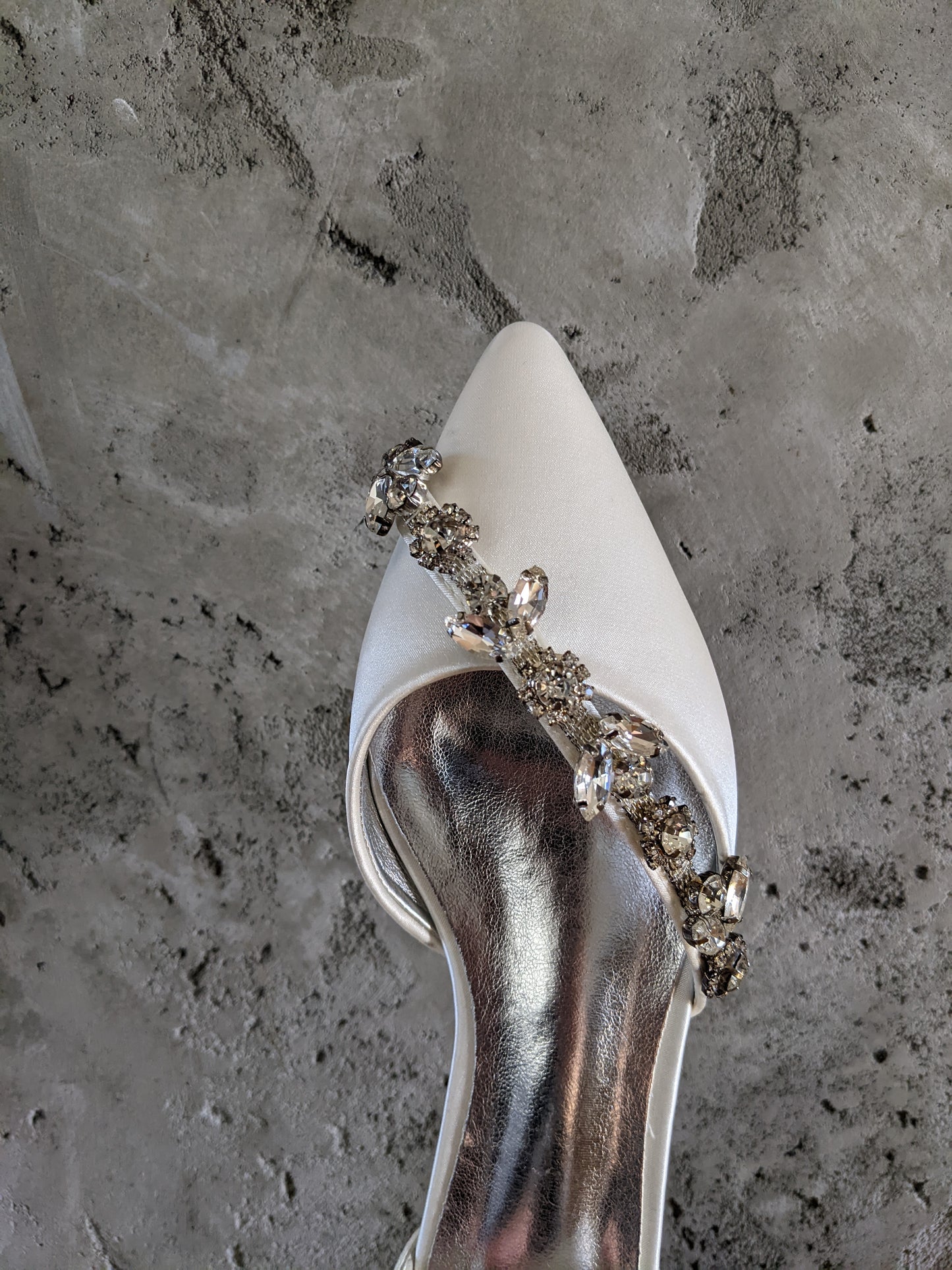 New in Box! Jewel encrusted flats with silver heel sz 37