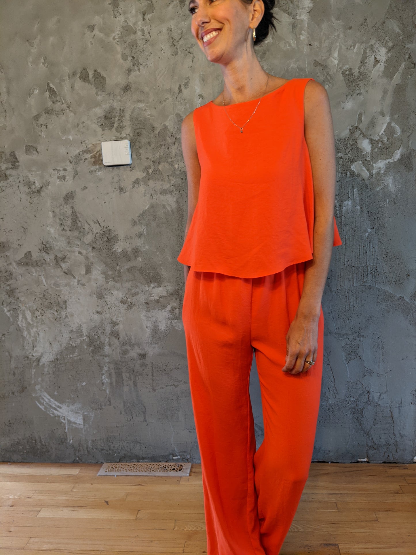 Zara orange jumpsuit sz S