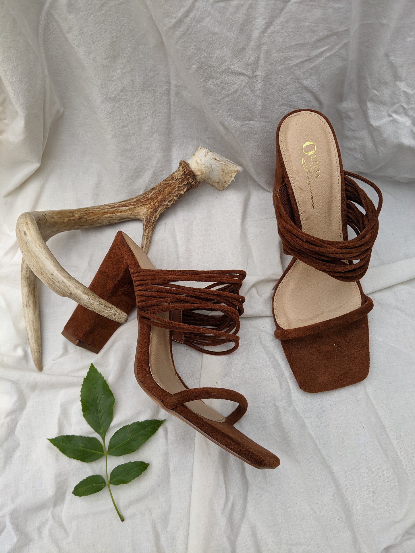 Faux suede heels sandals sz 10