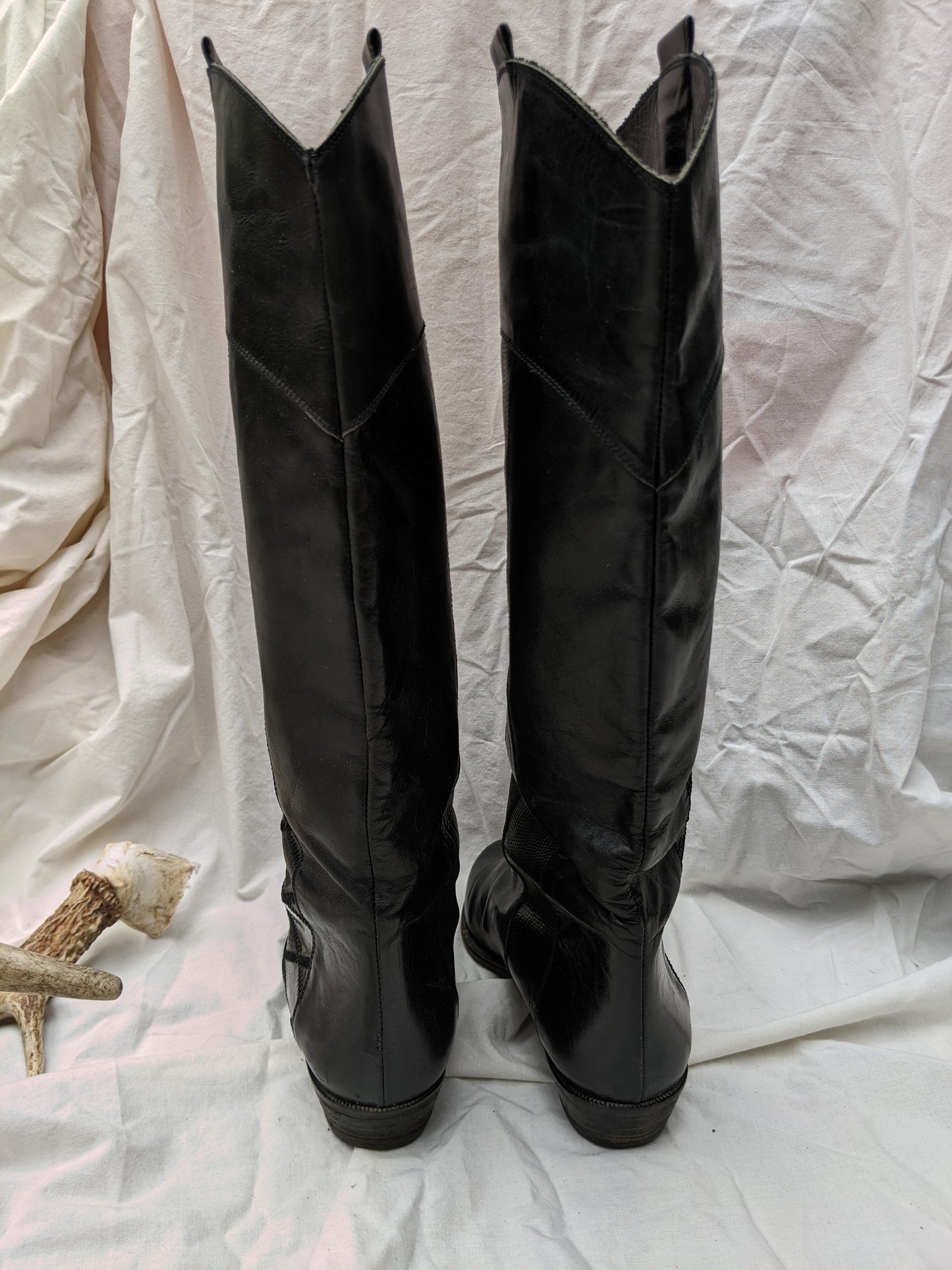 Arnold Churgin tall leather boots with mosaic sides sz 37