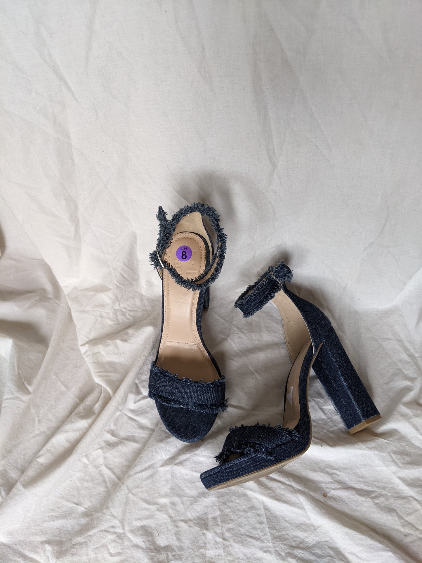 Revolve by the way denim heels sz 8