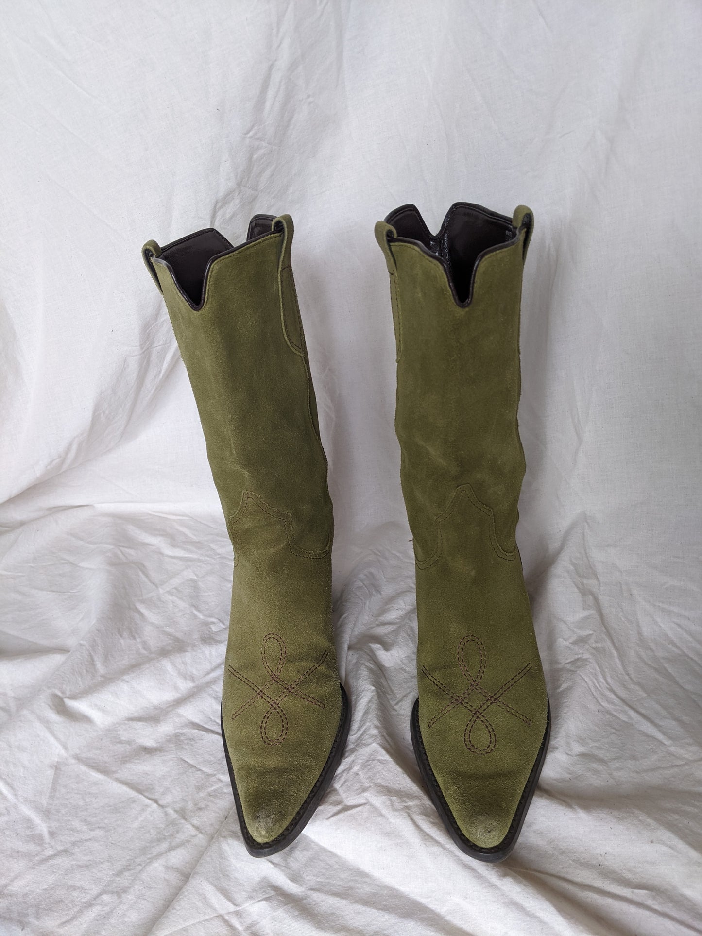 Franco Sarto green genuine suede cowboy boot size 8.5