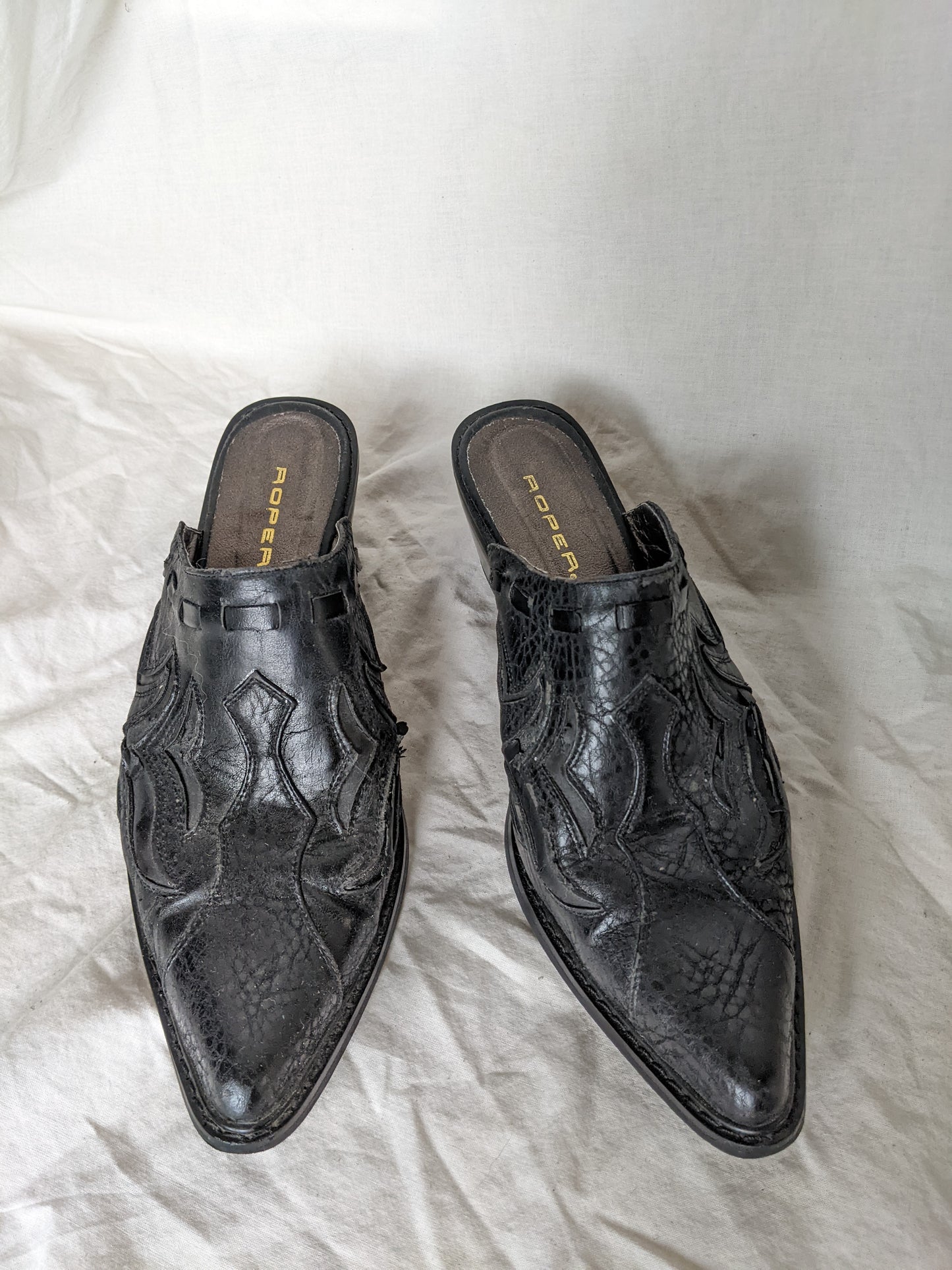 Roper black leather mule sz 8.5