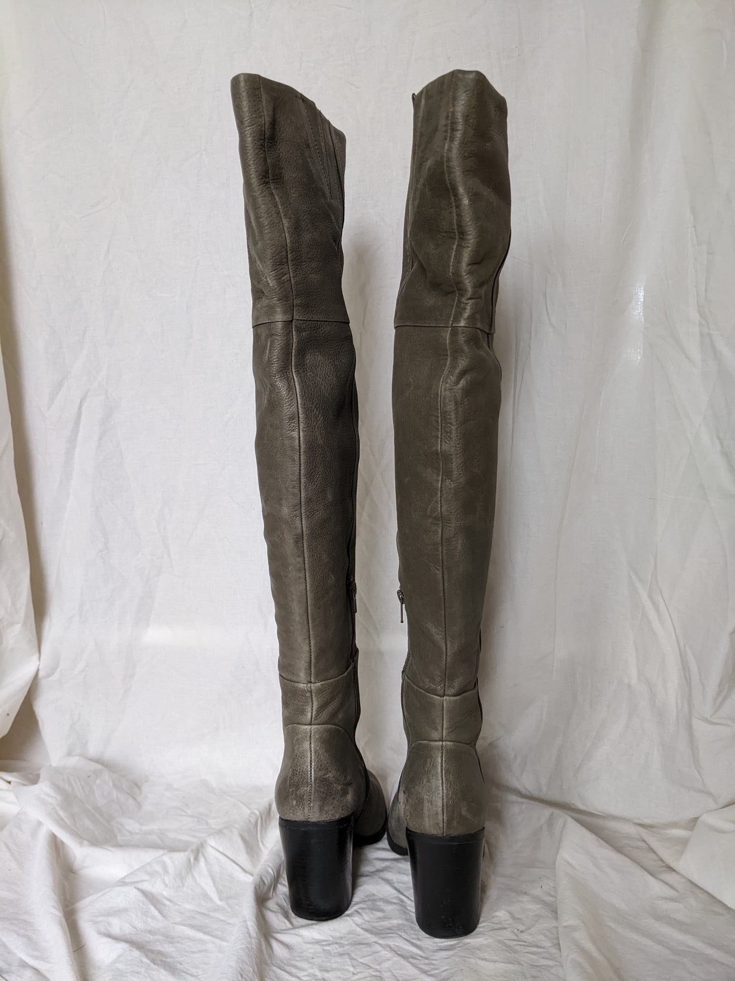 Aldo genuine leather grey thigh high boots sz 9