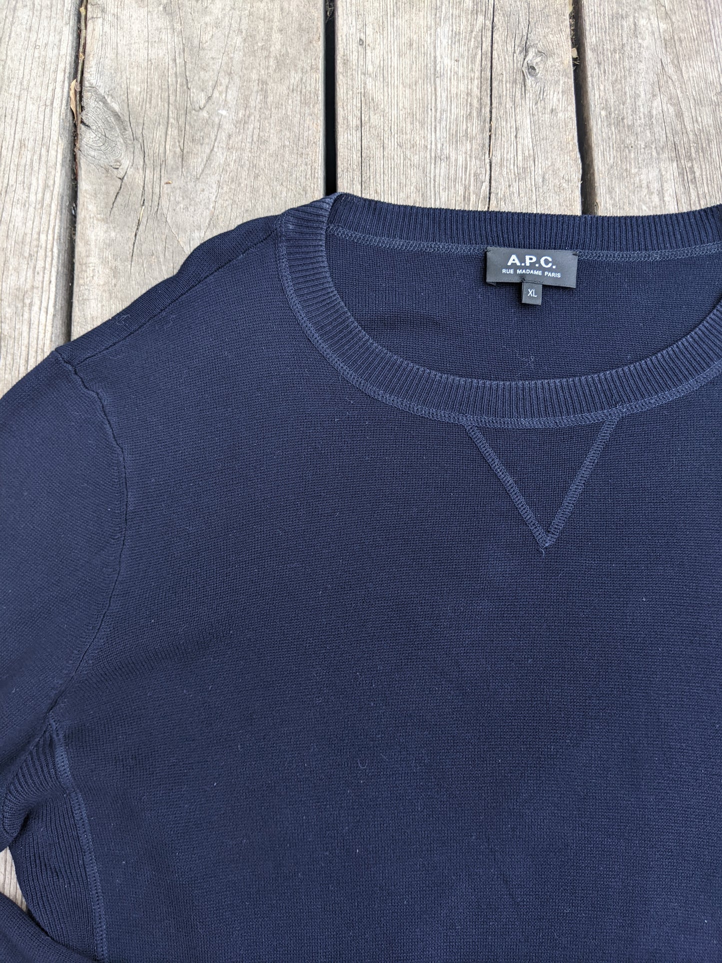 A.P.C navy sweater sz XL