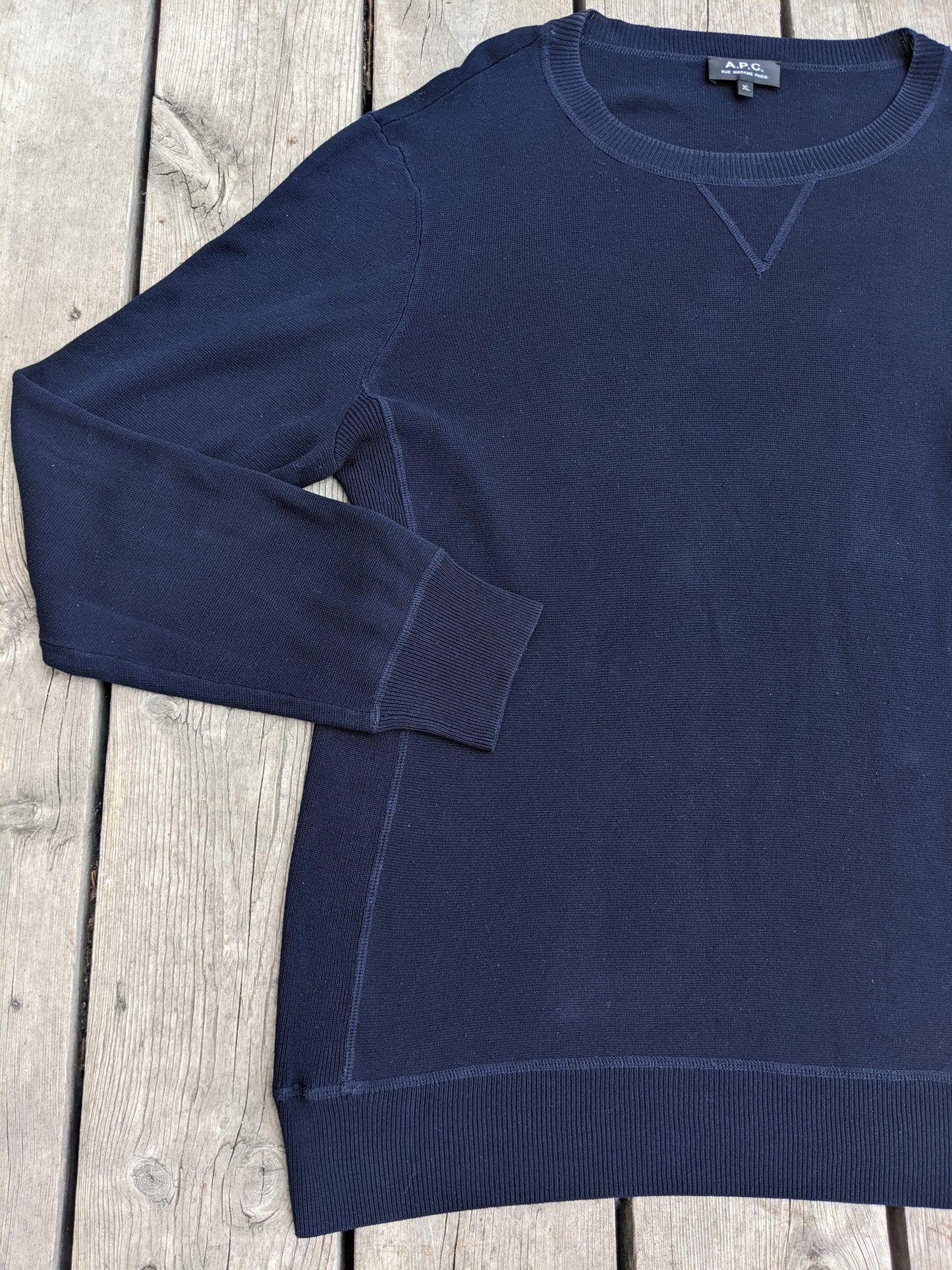 A.P.C navy sweater sz XL