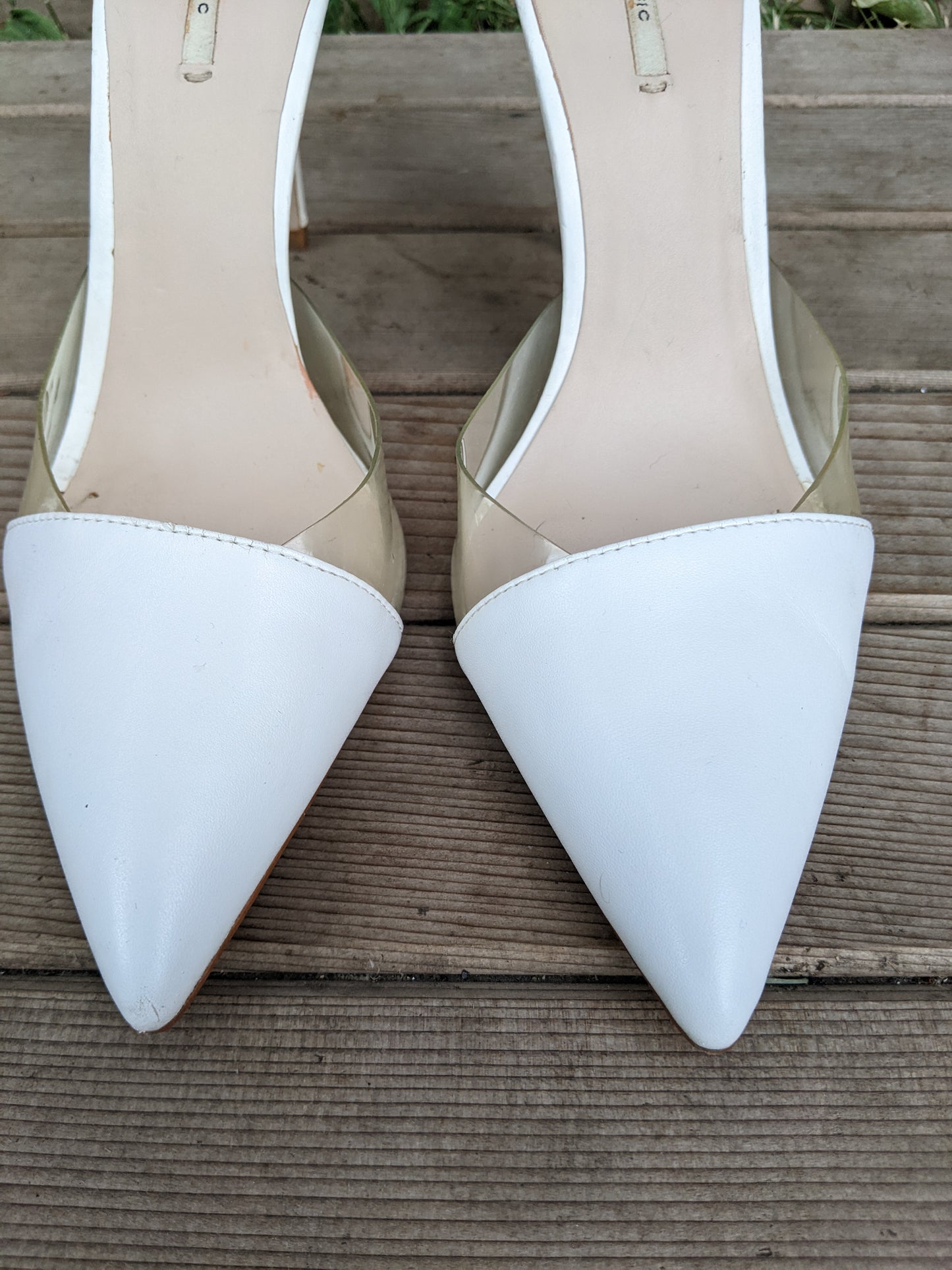 Zara leather and lucite white heels sz 39 (8)