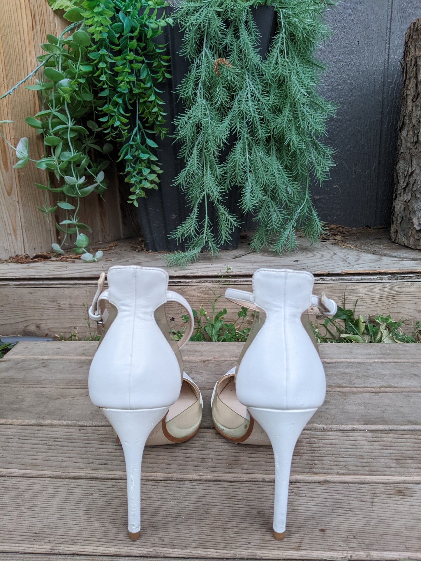 Zara leather and lucite white heels sz 39 (8)