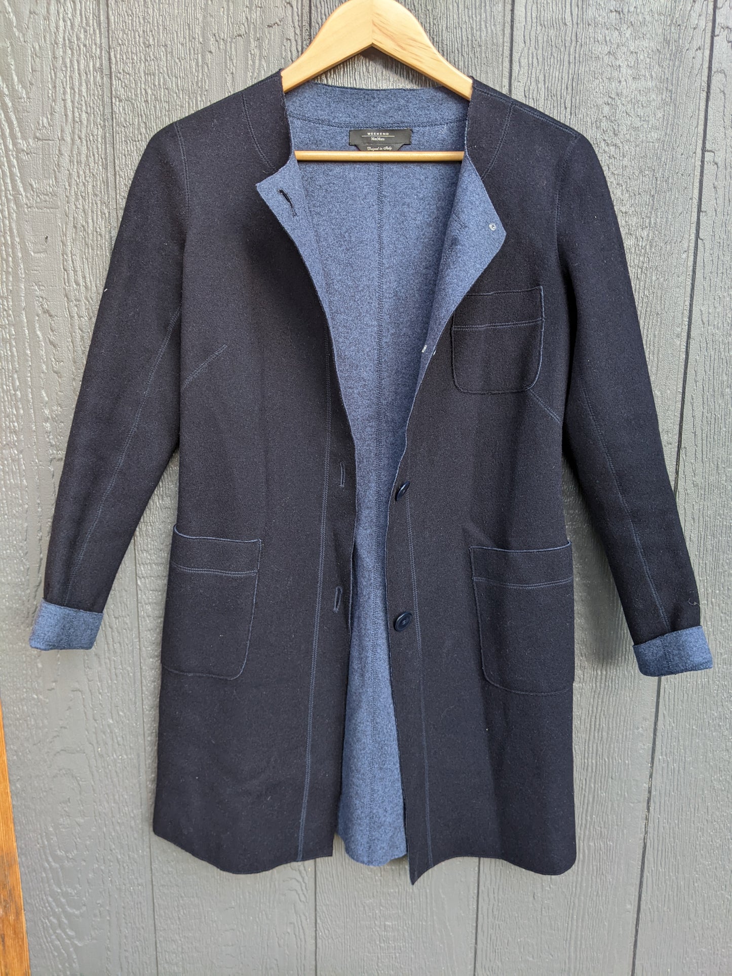 Weekend Max Mara navy blue wool jacket sz 6