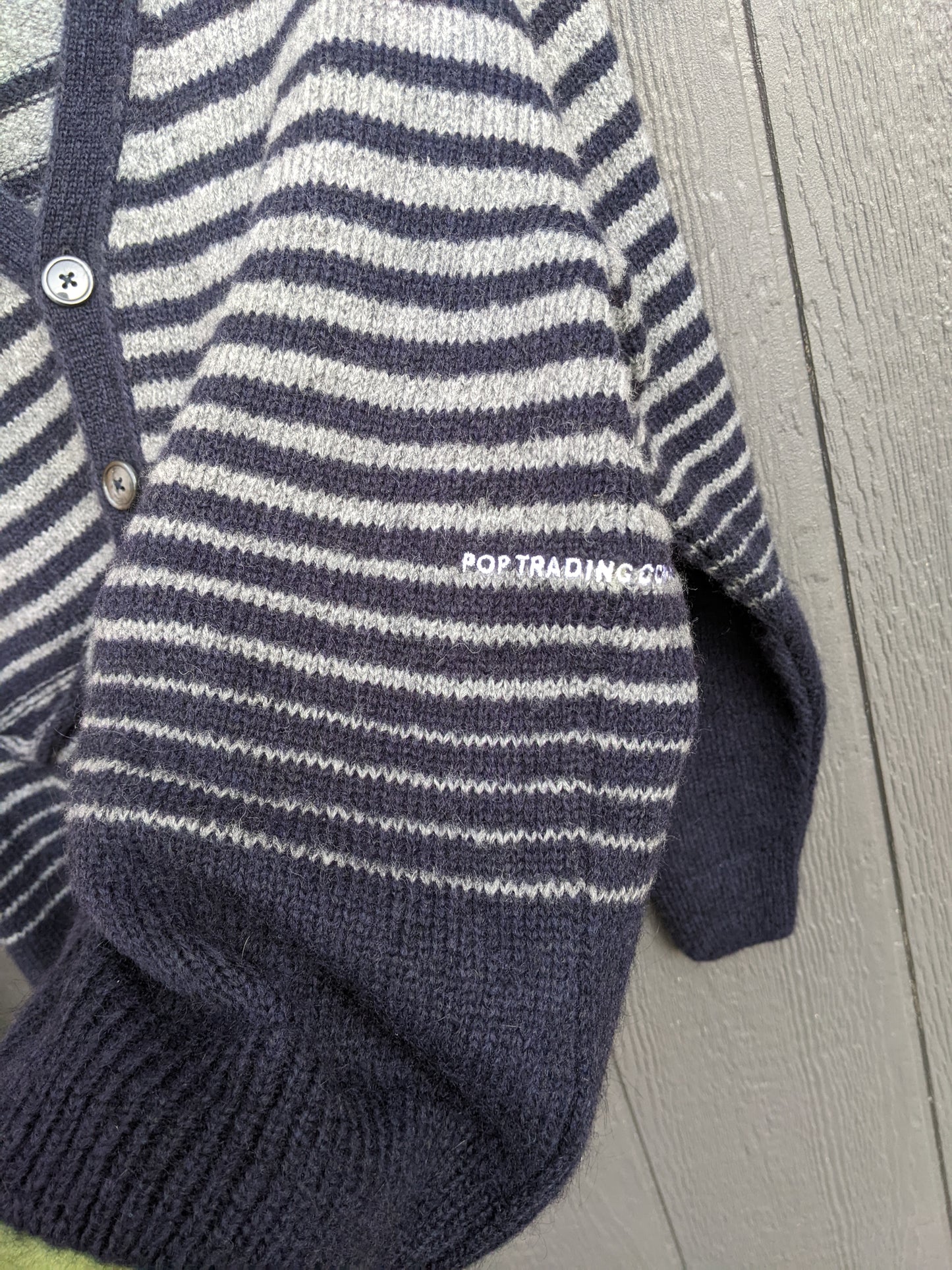 Pop Trading Company Knitted navy and grey Cardigan sz S