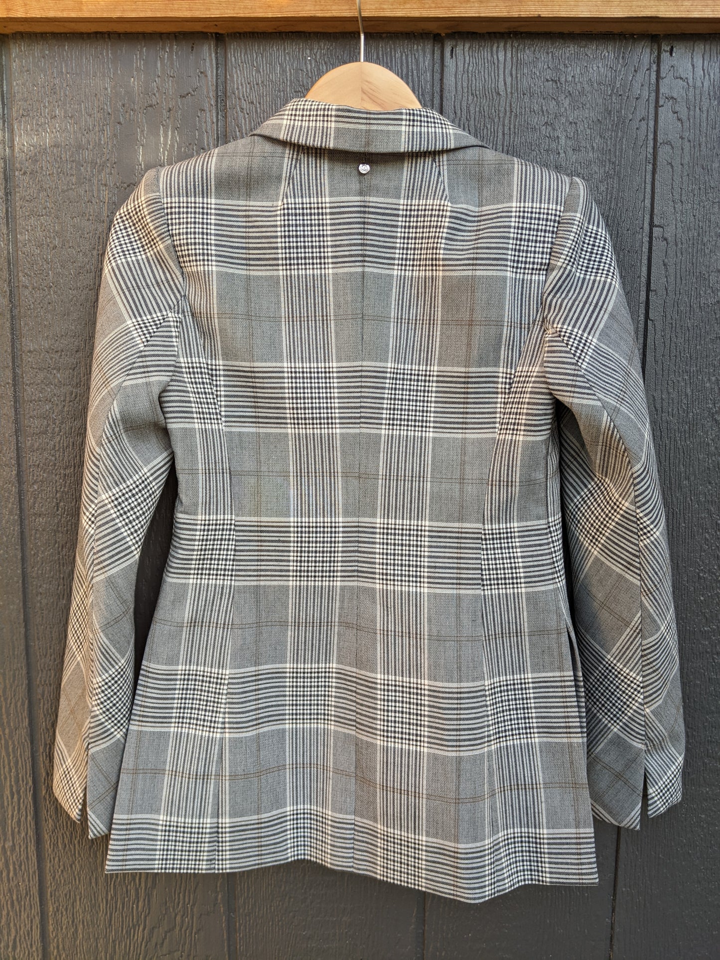 Sosken Studios Hero grey plaid double breasted blazer sz S