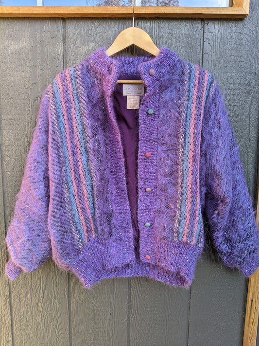 Vintage mohair blend sweater jacket sz Lrg. Made in Canada