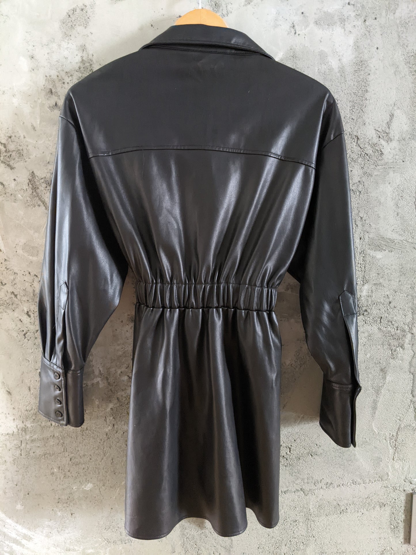 Zara faux leather belted shirt dress sz M.