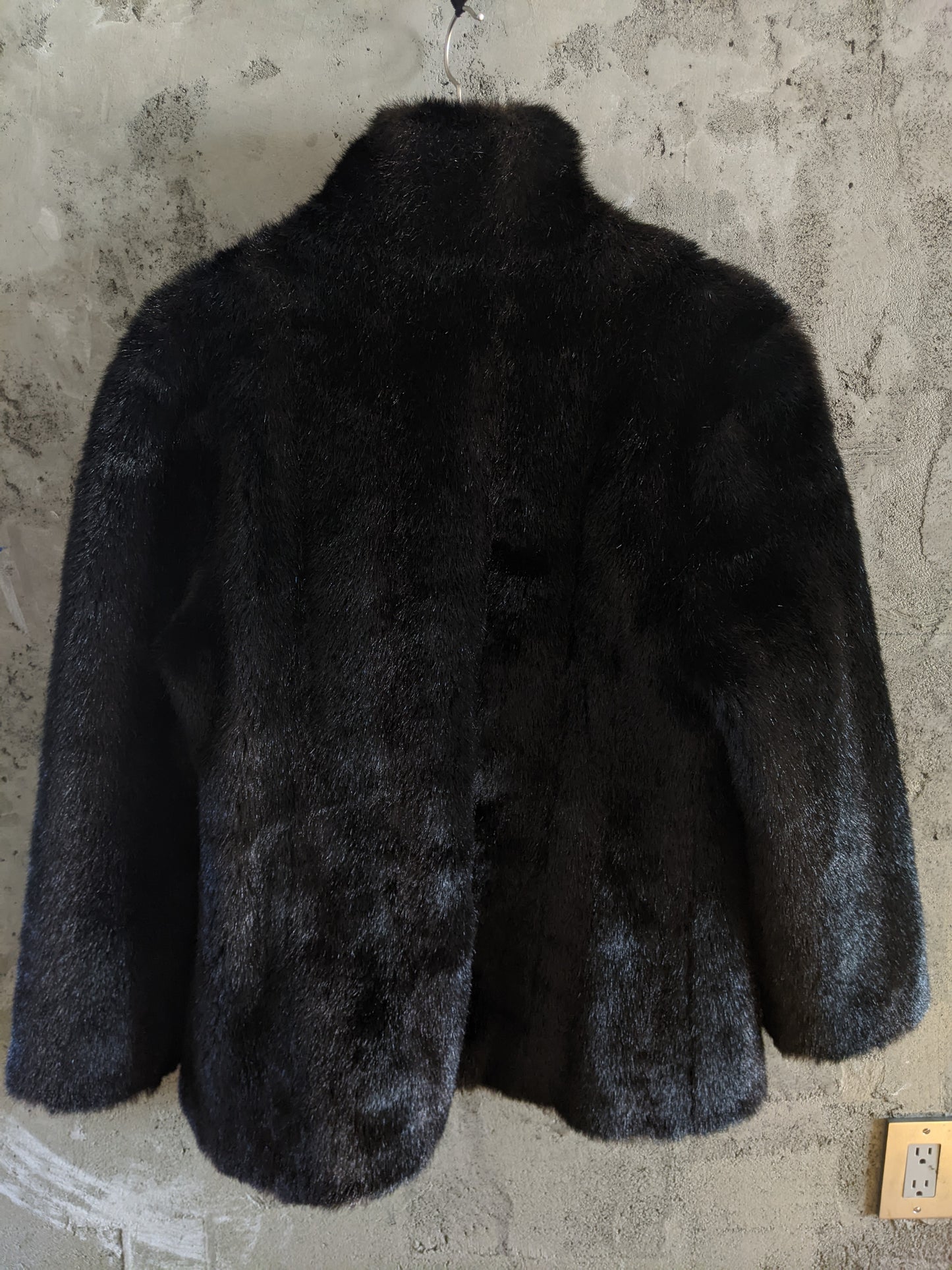 Amerella Couture black faux fur jacket sz Lrg.