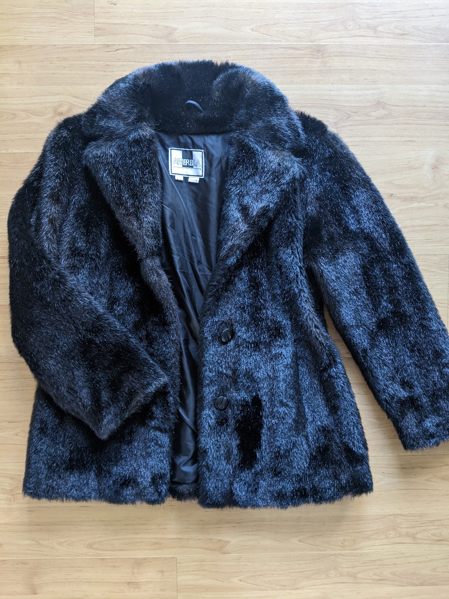 Amerella Couture black faux fur jacket sz Lrg.