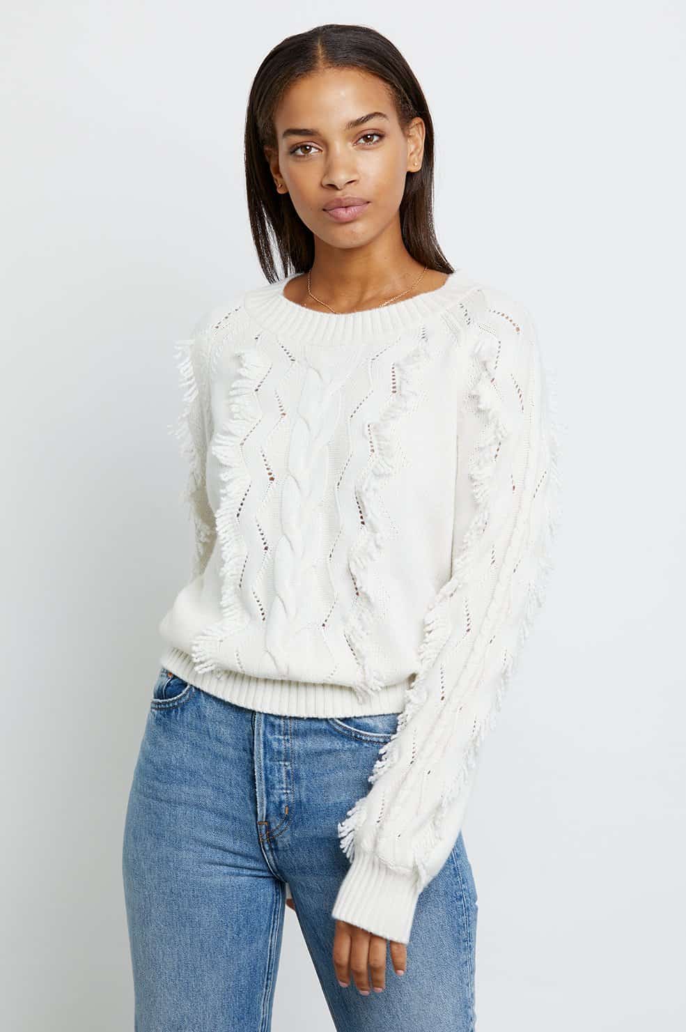 Rails - Francis Fringe Sweater in Ivory sz S