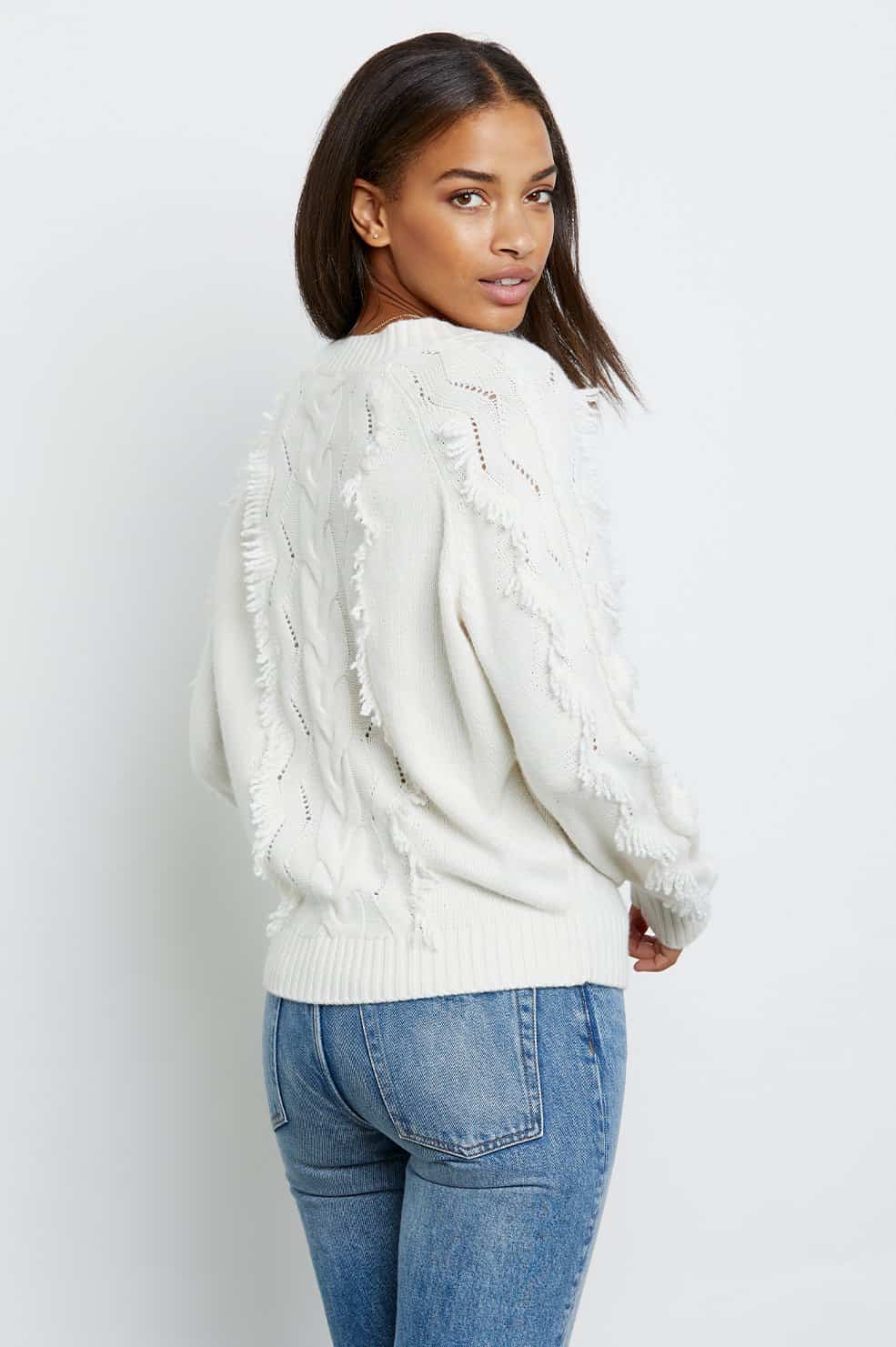 Rails - Francis Fringe Sweater in Ivory sz S