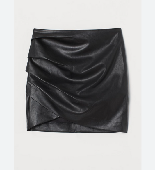 Zara draped faux leather mini skirt sz S (fits like XS)