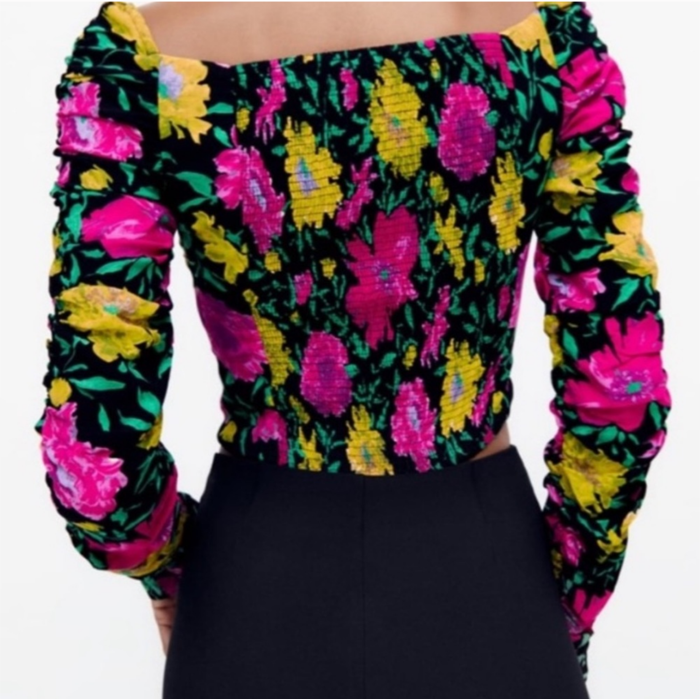 New!! Zara sweetheart neckline floral top sz XS.
