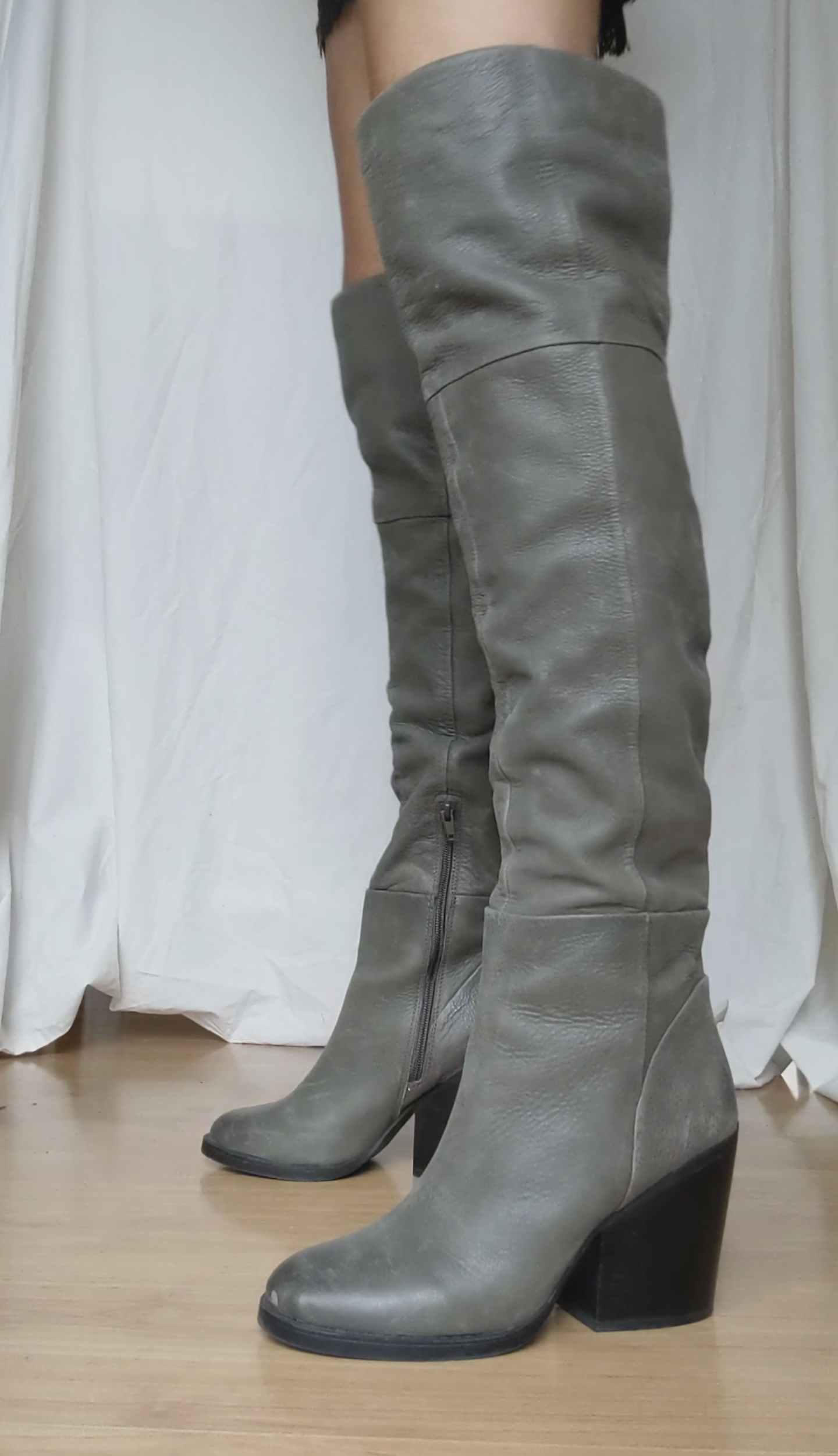 Aldo genuine leather grey thigh high boots sz 9